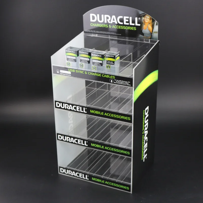 Custom acrylic data wire earphone cell phone accessory display stand