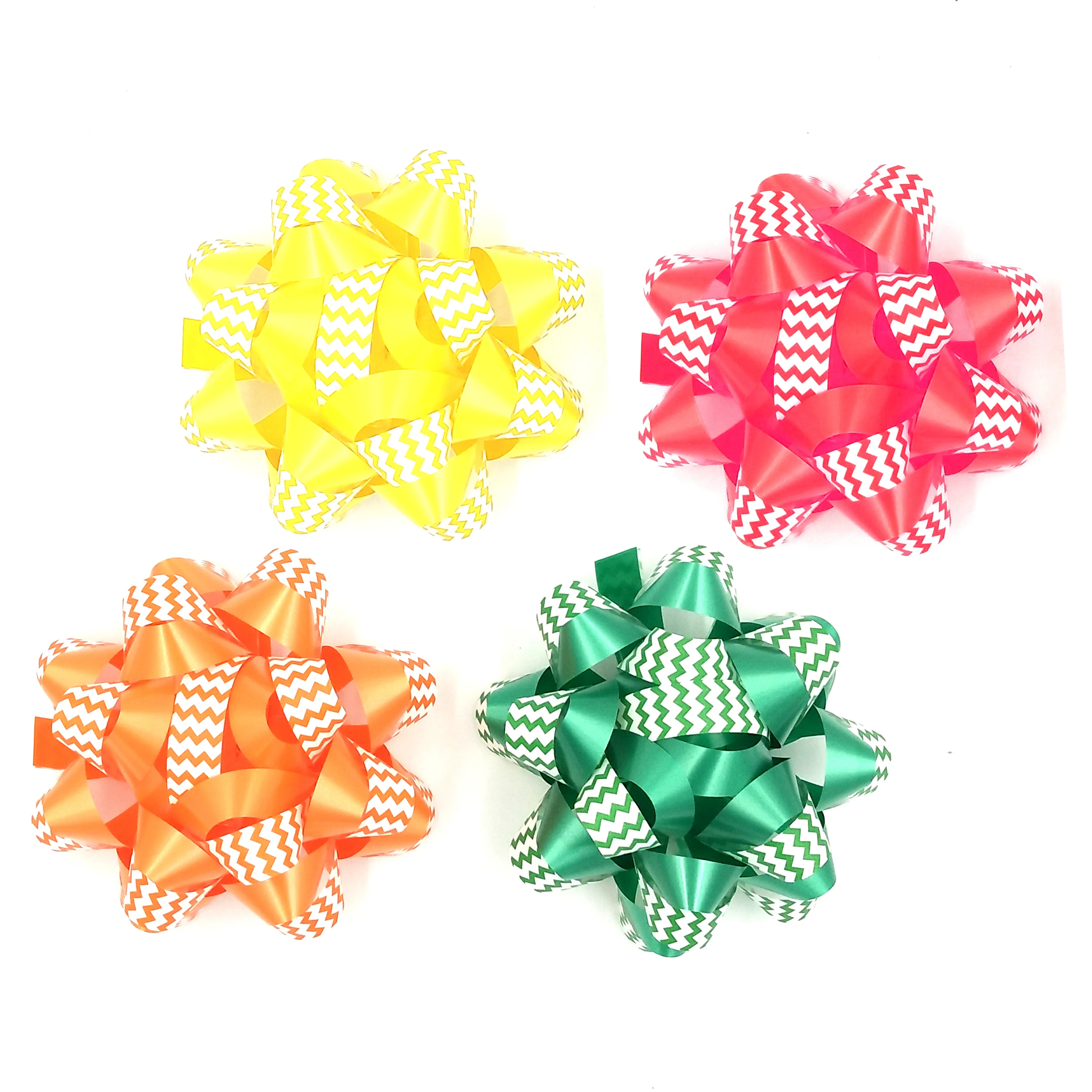 
New Style Gift Ribbon Decorative Bow Bouncing Lines Printing PLastic Ribbon Star Bow 