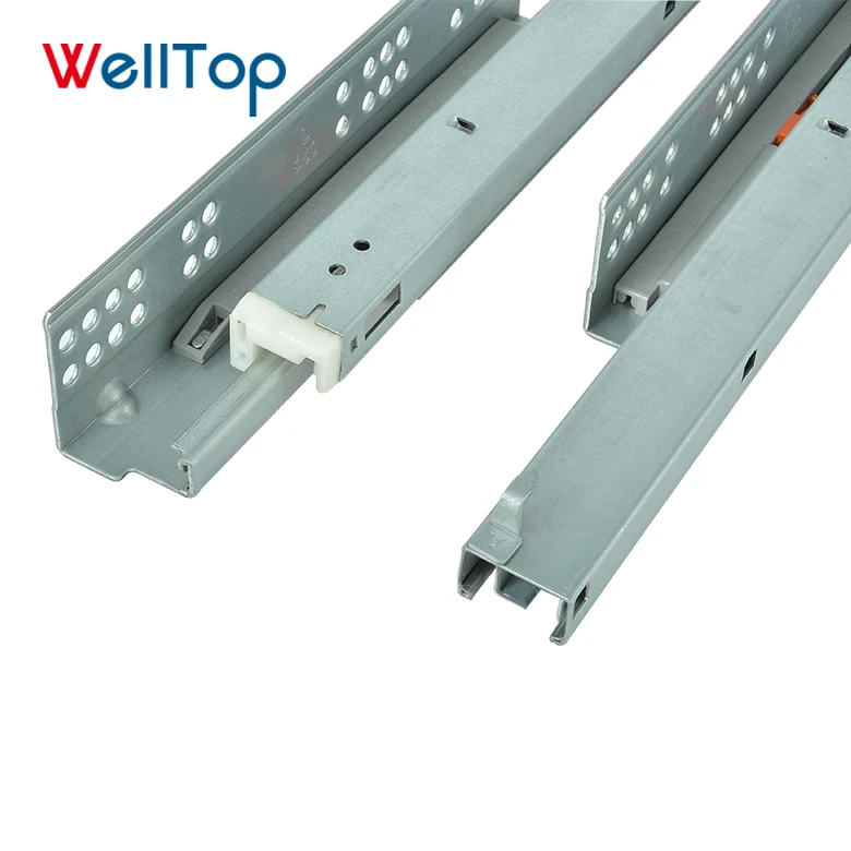 Furniture Hardware Undermount Concealed Drawer Rail Slide 15.009 Telescopic Push Open Metal