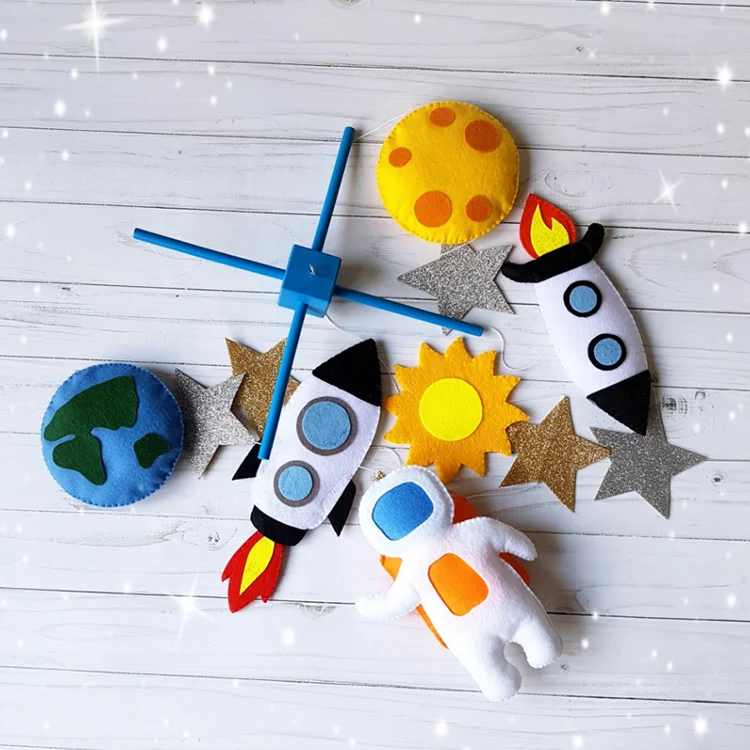 Rainbow shape felt decoration hanging toy for baby crib