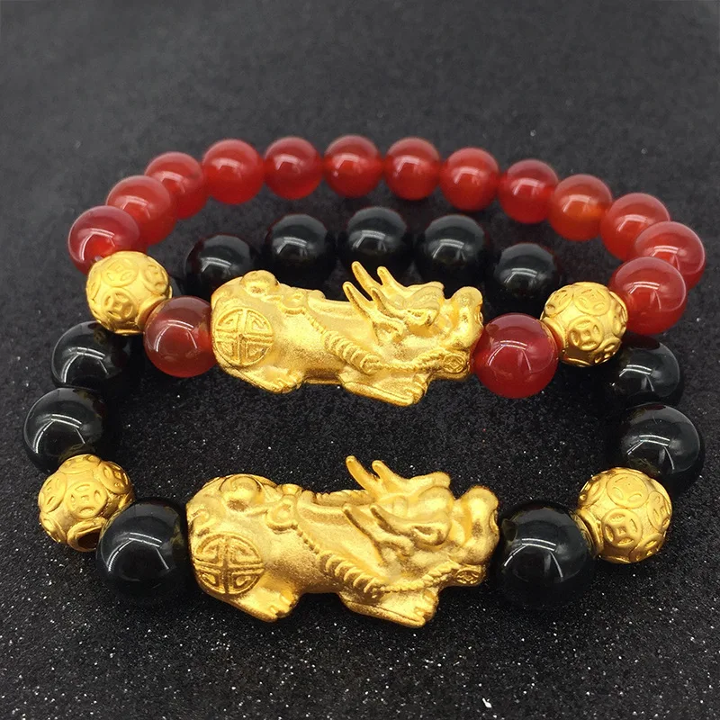 Vietnam Alluvial Gold Brave Troops Charm Man& Woman Lucky Pixiu Beads Bracelet Wholesale Gifts For Women