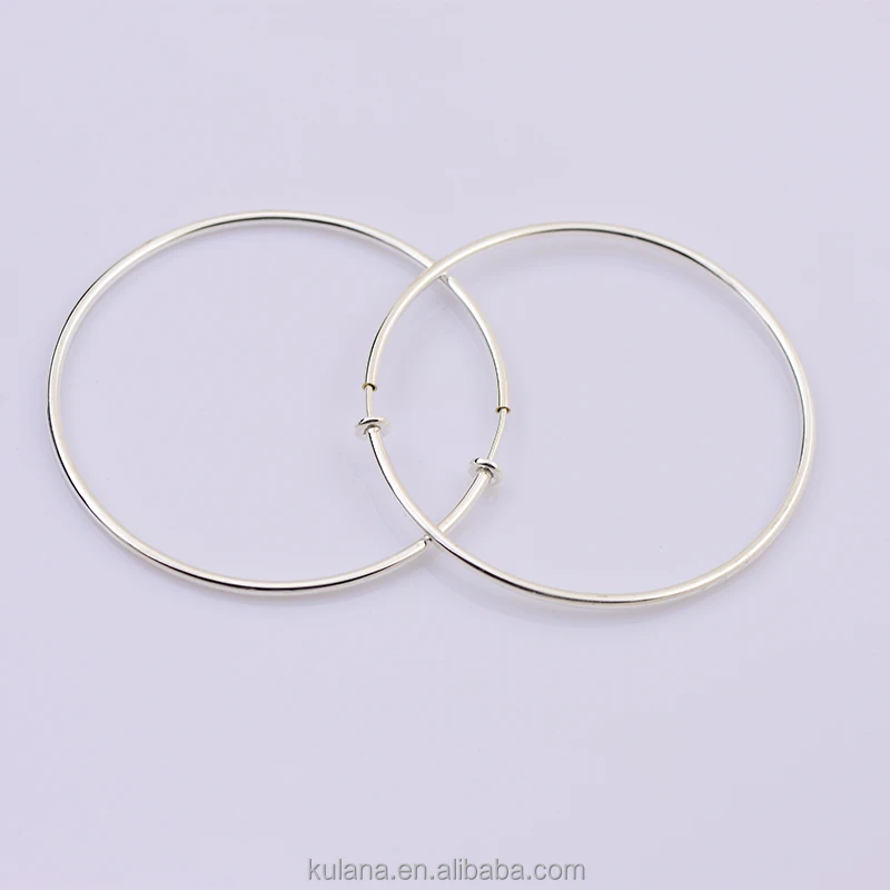 60 mm Clip On Hoop Earrings Brass Spring Hoops For Non-Pierced Ears Women Earrings
