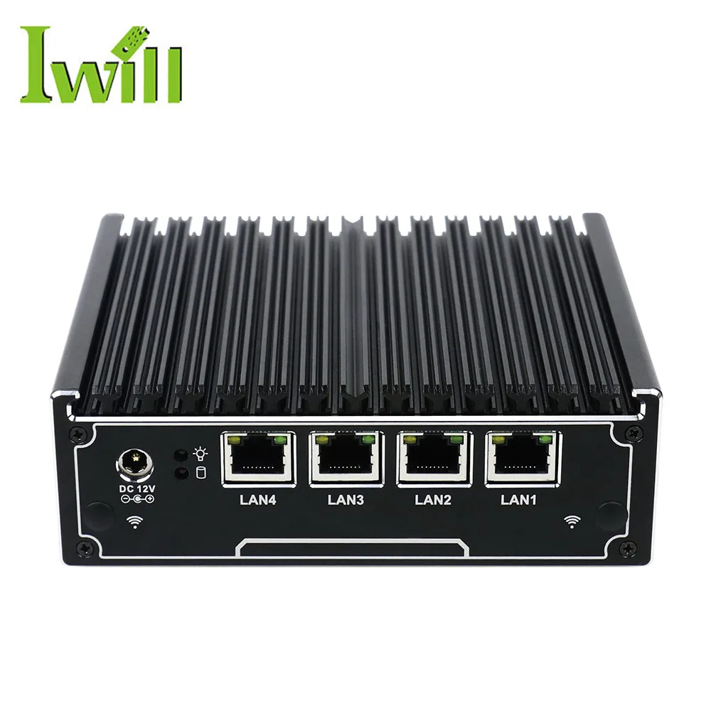 Fanless pc J1900 Quad Core Mini VPN Router 4 lan Fanless Linux Server Support 2.5 Inch Hard Disk