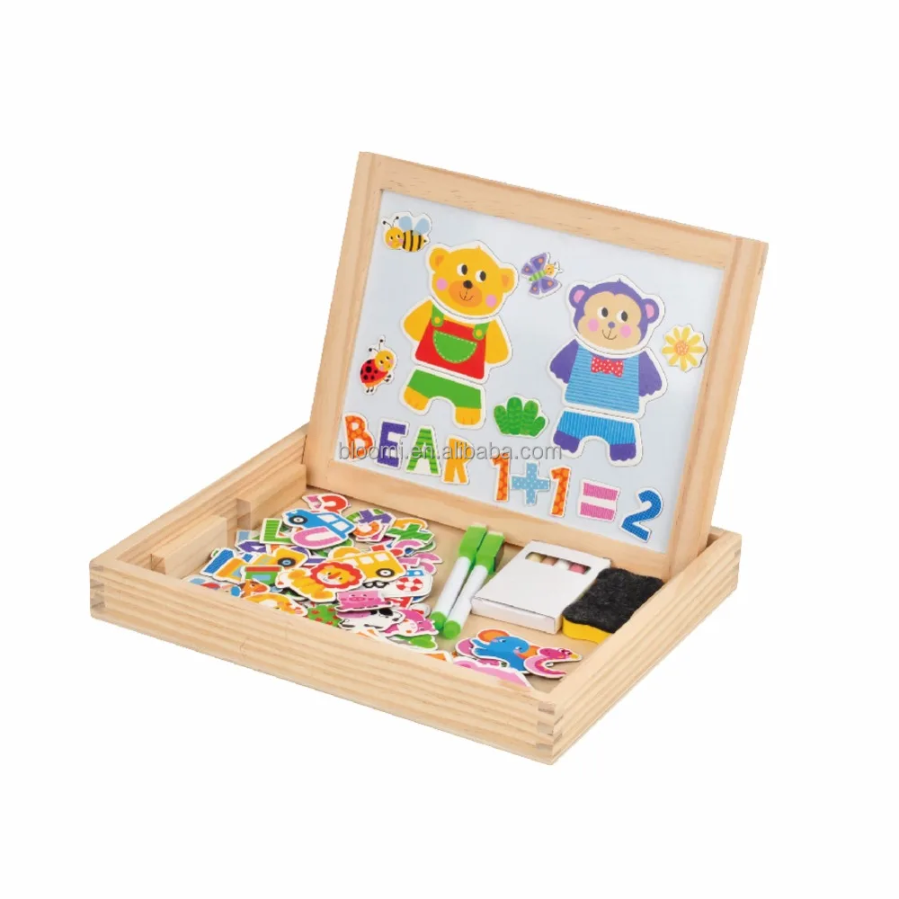Multi-functional educational toy 3d magnetic jigsaw puzzle drawing board wooden magnetic toy