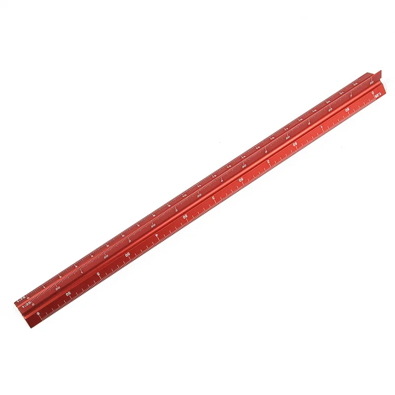 Wholesale production of 12 inches 30 cm metal color aluminum Triangular scale ruler spot supply