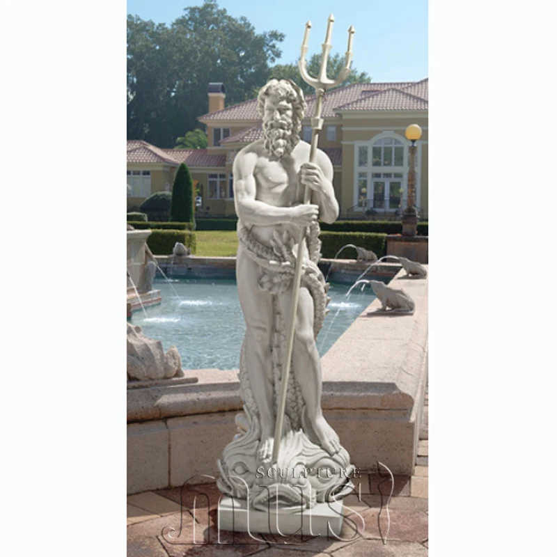 Garden Decoration Antique Marble Poseidon Sculpture