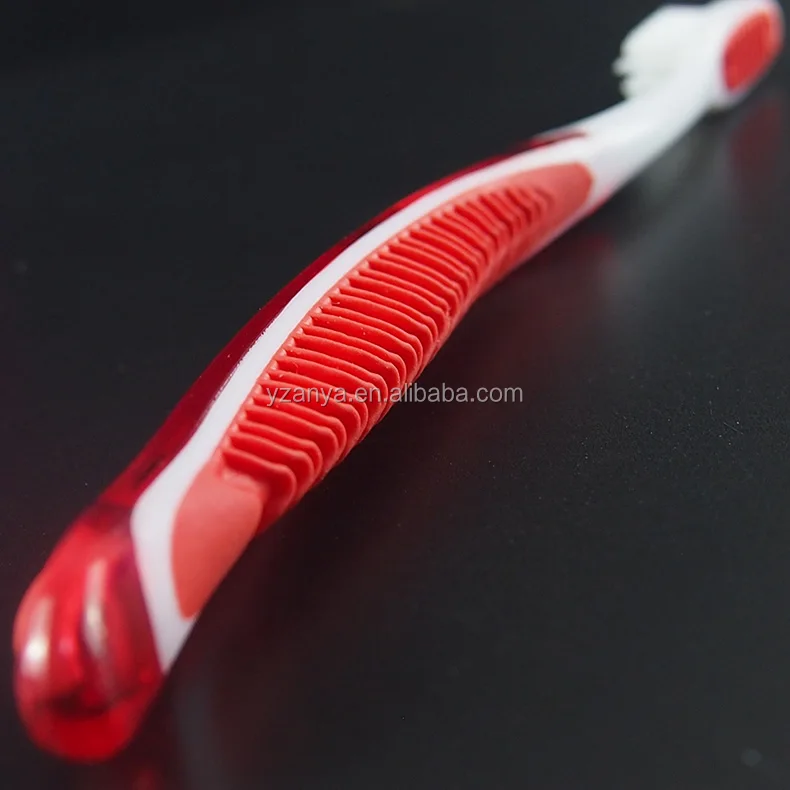 soft rubber handle adult toothbrush with tongue cleaner