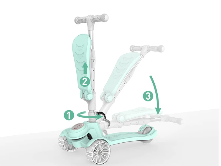 Aluminum Alloy 3 Wheel  New Style Children Scooter with Seat   3 in 1 Scooter