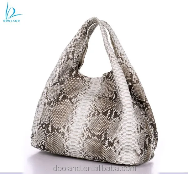 High quality exotic farmed animal real python skin handbag large hobo bag
