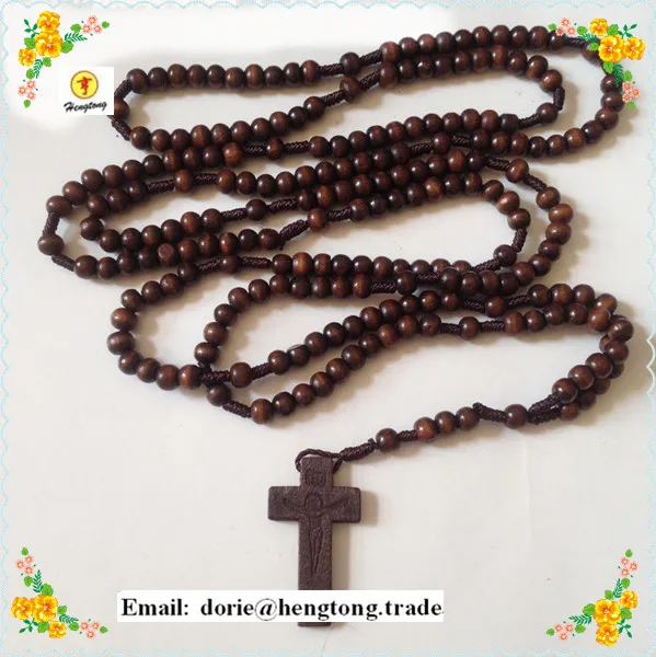 Alibaba Cord cross prayer rope christ long rosary necklace with Jesus crucifix