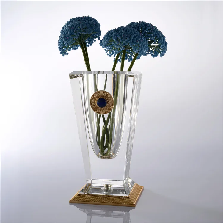 wholesale Custom top quality decorative rectangular k9 crystal vase