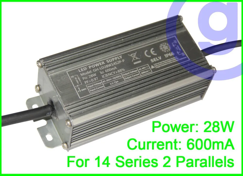 ce стандарт постоянный ток водонепроницаемый привело водитель фары 28w 600ma ip66