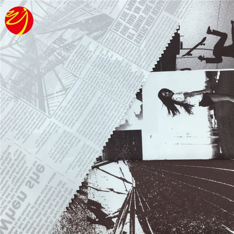 Instagram Style Cool Black Newspaper Street Tree Printed Microfiber Badsheet Fabric