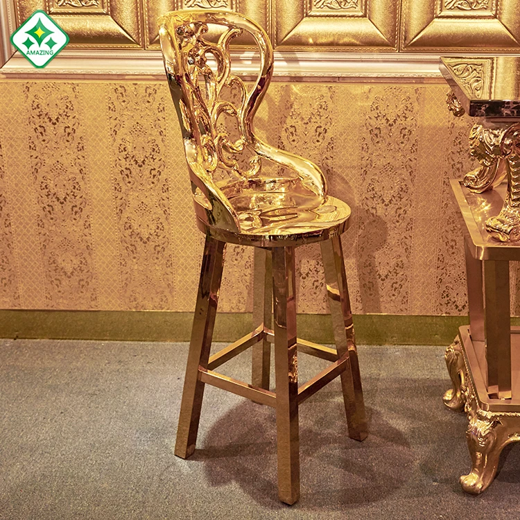 
Innovative design Hot sale modern gold stainless steel high bar stool four legs bar chair 