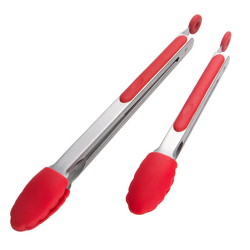 Heat resistant Silicone kitchen grill bbq tongs , food service bread and salad Clip for cooking