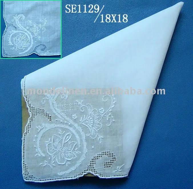 
white crown embroidery napkin handkerchief 