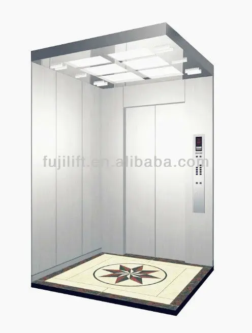Fuji 450KG 6 Passenger Lift For Home VVVF Drive Gear Motor Luxury Cabin Elevator With LED Light