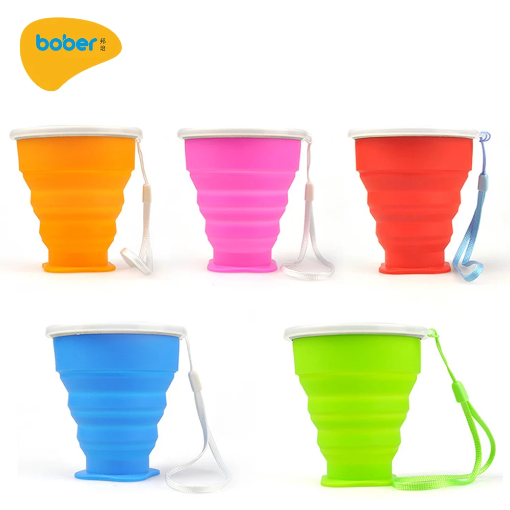 Hot Sale Silicone Collapsible Coffee Baby Cup With Lid For Camping Hiking Outdoor