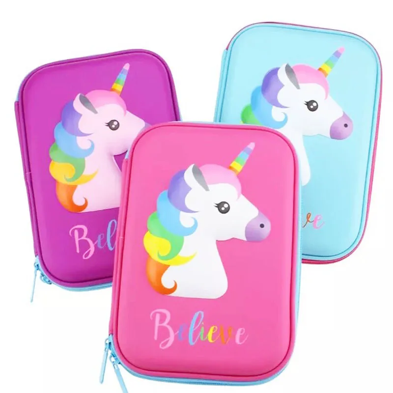 
Big Capacity Unicorn Pencil Case with Zipper for School Kids 