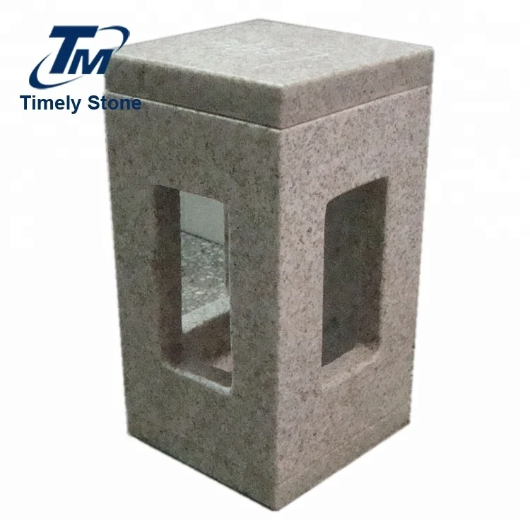 
white granite tombstone grave cemetery lamp lantern 