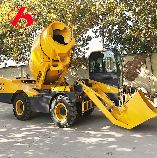 Self loading tow behind concrete mixer, self loader concrete mixer truck