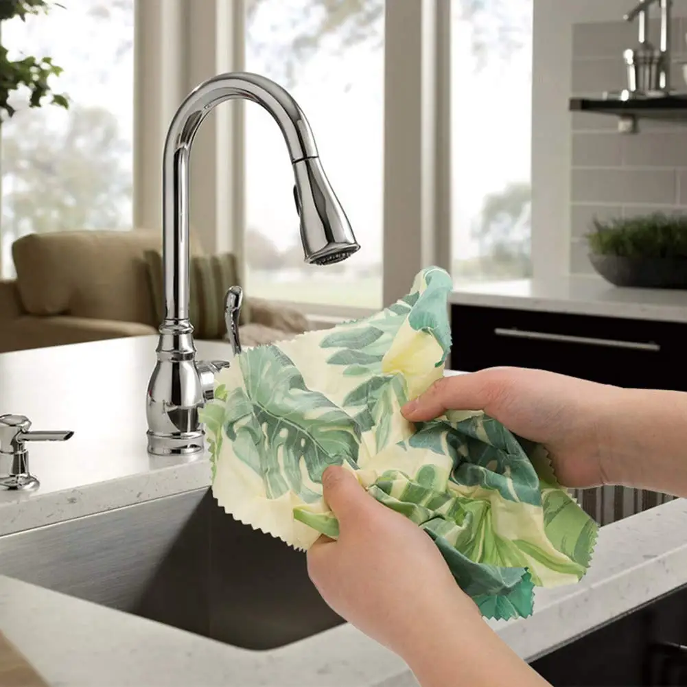 Amazon Best Sale Reusable Beeswax Food Wrap Green Leaves