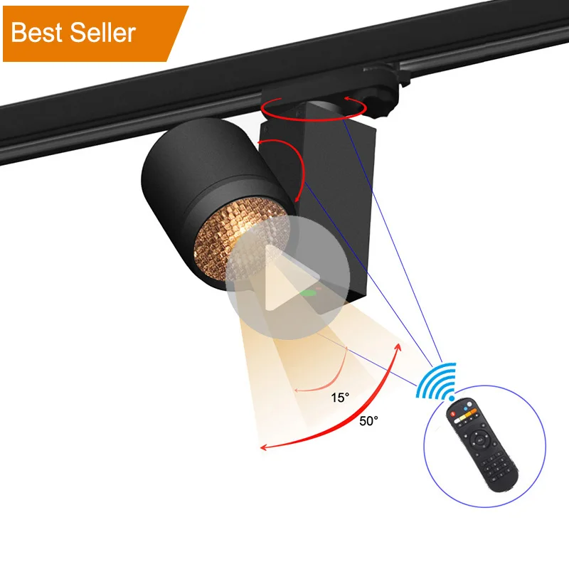 
Wireless 2700K 5000K Tunable White Zoomable DALI Laserdim Led Auto Display Dimmable Remote Control Motorized Track Light 