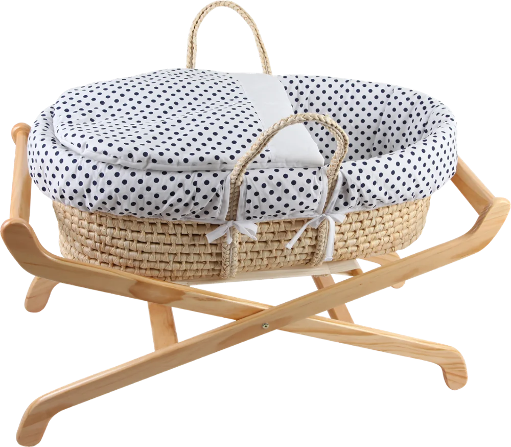 
100% handmade wholesale baby bassinet woven maize moses basket with stand 