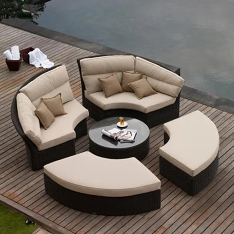 Special furniture for high grade sea view room outdoor rattan wicker sofa bed