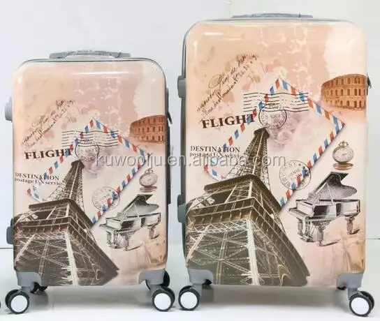 3 pcs set Hardside Spinner abs PC eiffel tower beauty case luggage