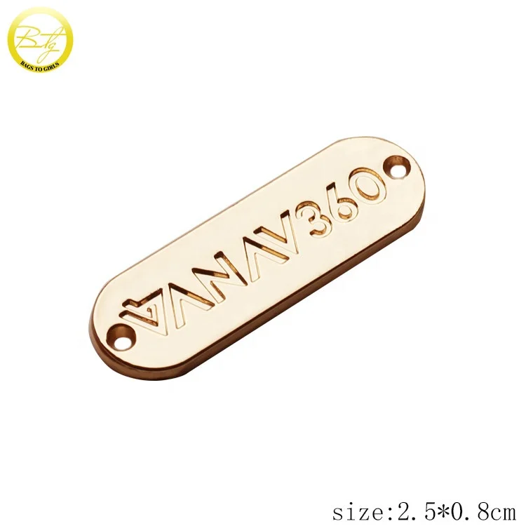 Custom label logos design metal letter tag shawl clothing name hang tag for Malaysia