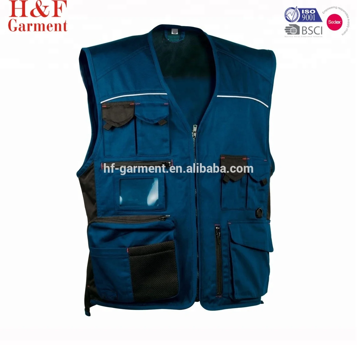 Custom men workwear vest twill fabric uniform tool vest mulit pocket
