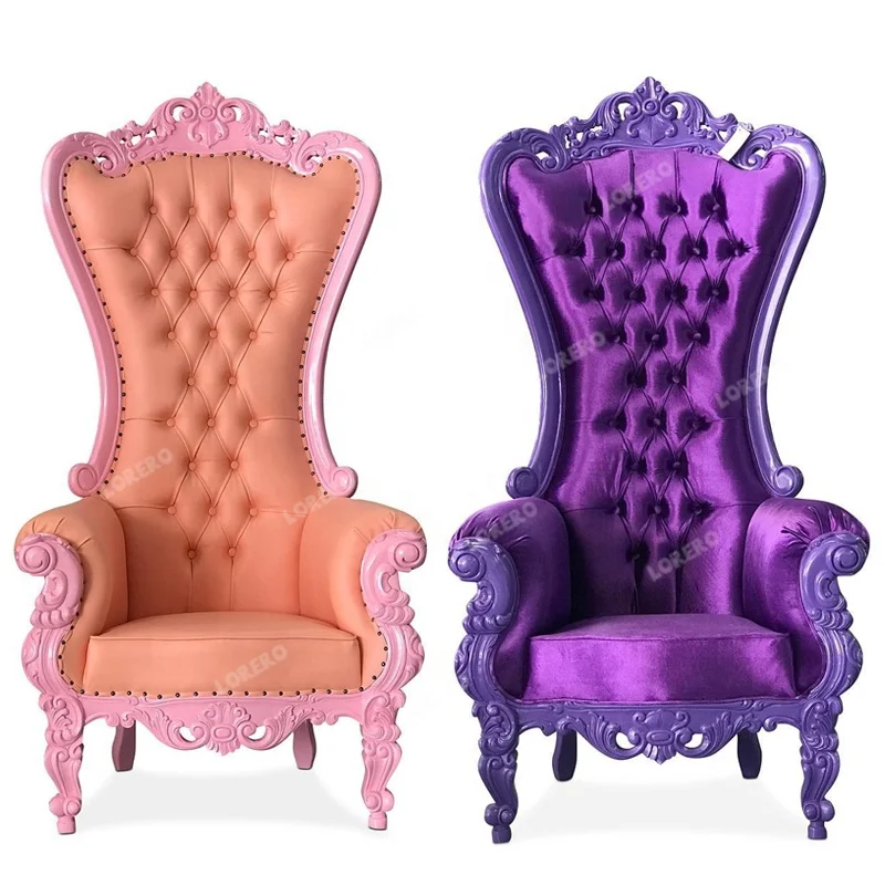 Luxury royal highback armchairs Multicolor king queen throne chair for wedding