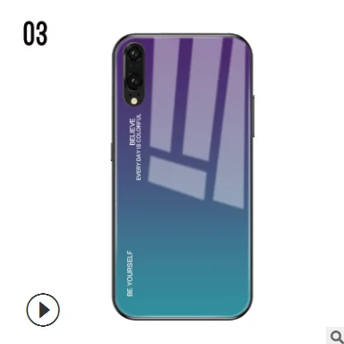 Colorful Rainbow Gradient Phone Case For Huawei P20, 2019 Nova 4E Y5 mate 20 P30  Pro Lite P smart plus Glass Cover