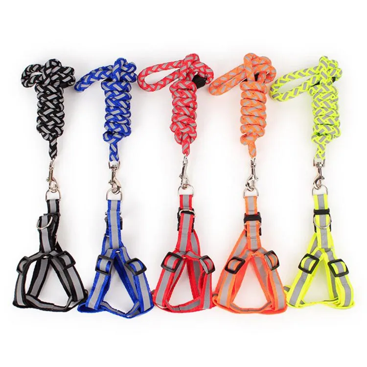  Высококачественные товары для домашних животных шлейка собак нейлоновая веревка Круглый поводок светоотражающий