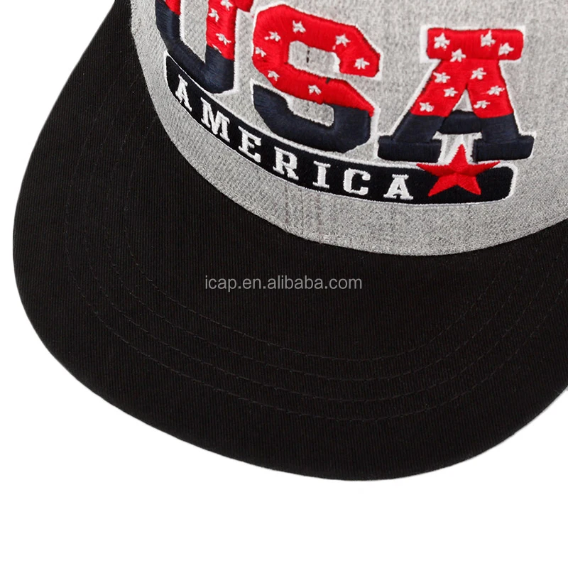 Wholesale high quality custom cap snapback 3D embroidery USA snapback hat and caps