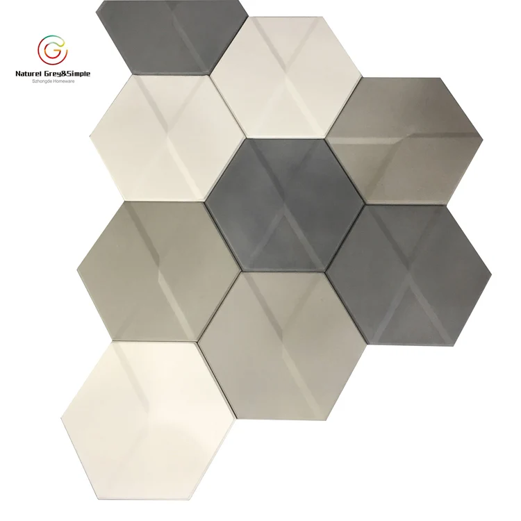 Hexagon Concrete  Design 3D Decorative Concrete Cement Wall Tiles