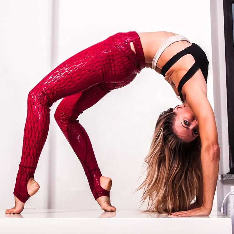 73%Polyester 27%Spandex Safe Dance Clothes Red Grip Sticky Pole Dance Leggings