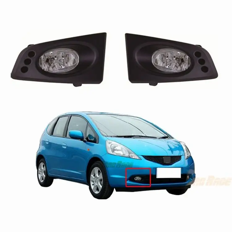 2008 for Fit Jazz g type rhd front bumper fog light lamp w/wire harness, relay and high quality 12V 55W halogen bulbs