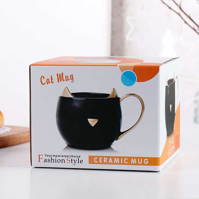 
Big Belly mugs office cup Tea cup milk mug Ceramic gold handle 3d cat mug coffee cup 
