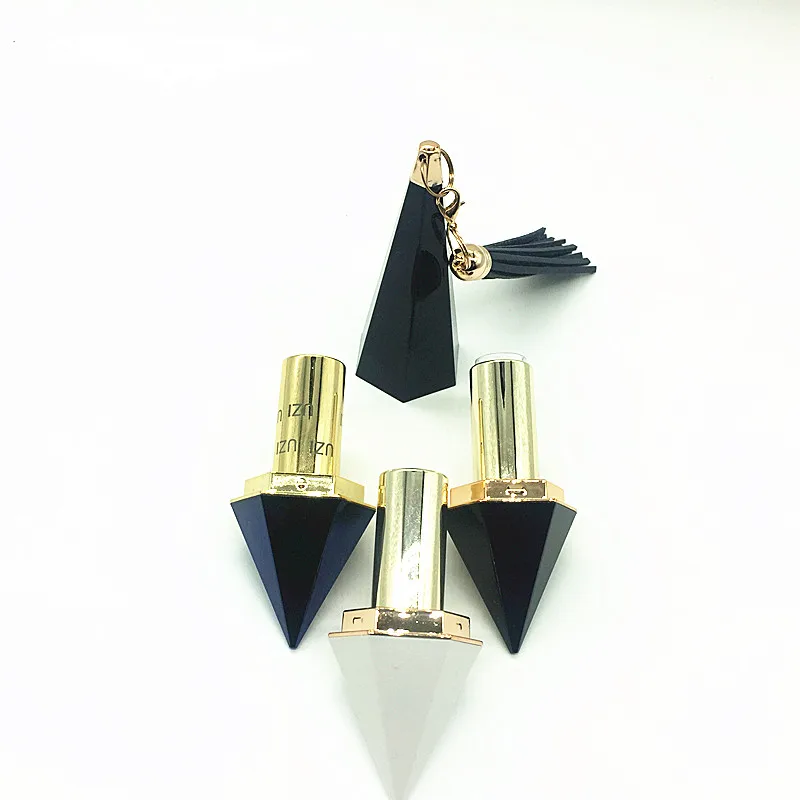 unique Free samples empty 5g diamond shape mirror blue pink white black plastic lipstick tube with UV spray coating