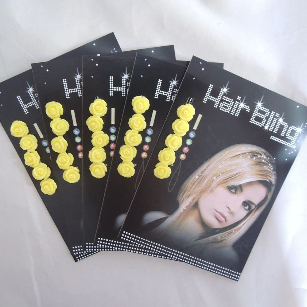 Hight Quality Hair Accessory hair bling crystal Resin Flower Hair Blings For Girls