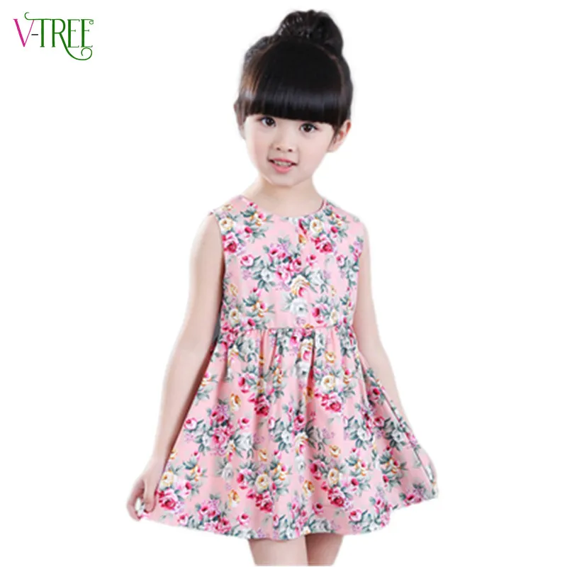2016 summer girls font b dress b font cotton sleeveless flower font b dress b font