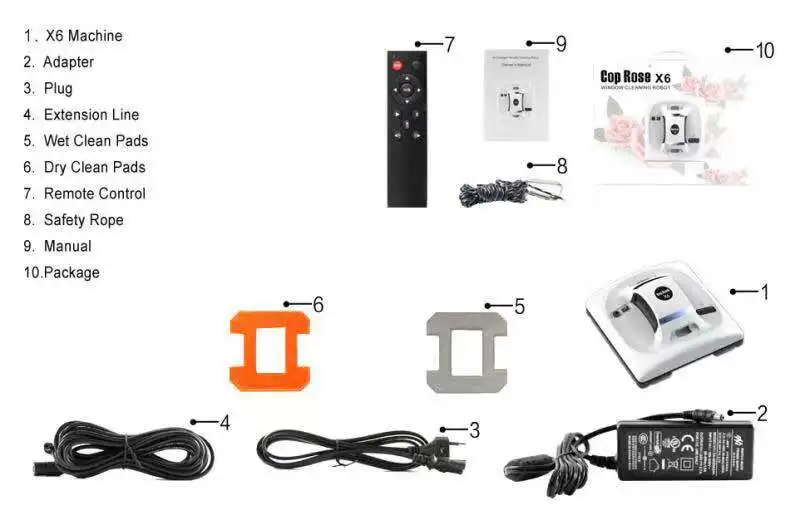 Cop Rose X6 window vacuum cleaner, a window washer, robot vacuum cleaners For Home Office Hotel Use Factory OEM Customized