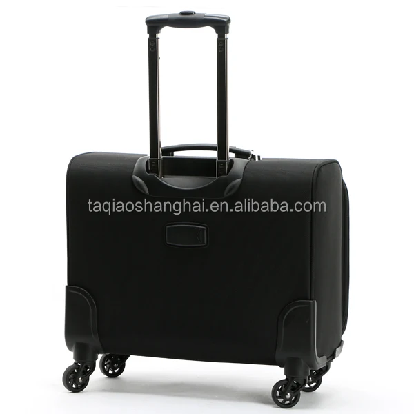 Black cabin size soft suitcase 210D lining with trolley
