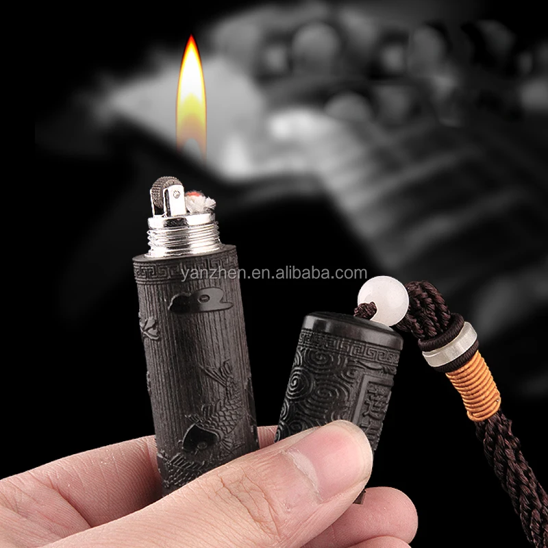 
7589 Creative Cylindrical Wood Carp Kerosine Individual Grinding Wheels Flaming Ladders Lighters 