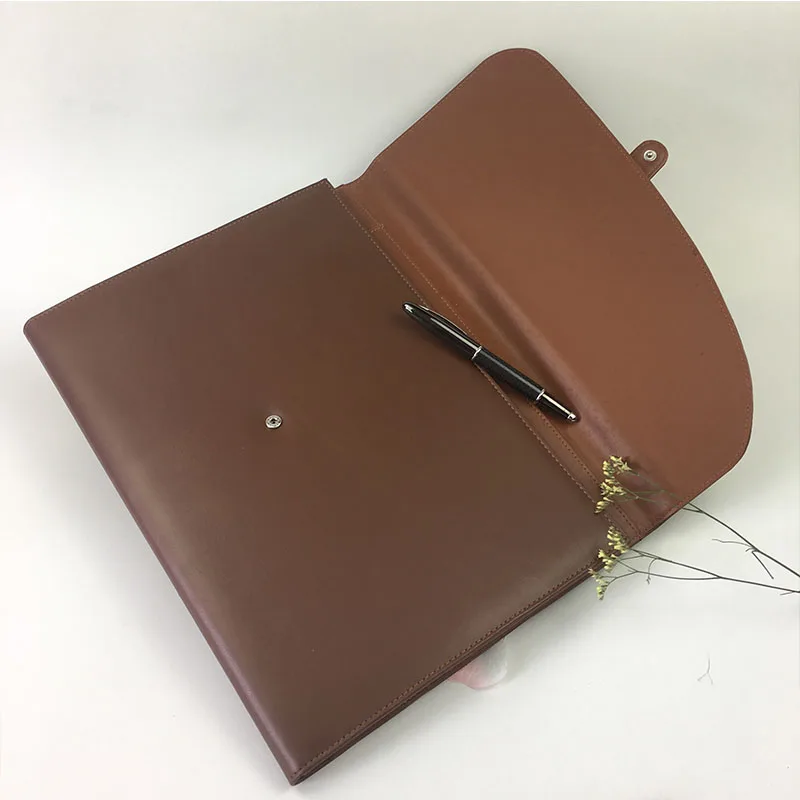 Good quality A4 leather portfolio file folder manufacturer, portfolio folder with calcutator