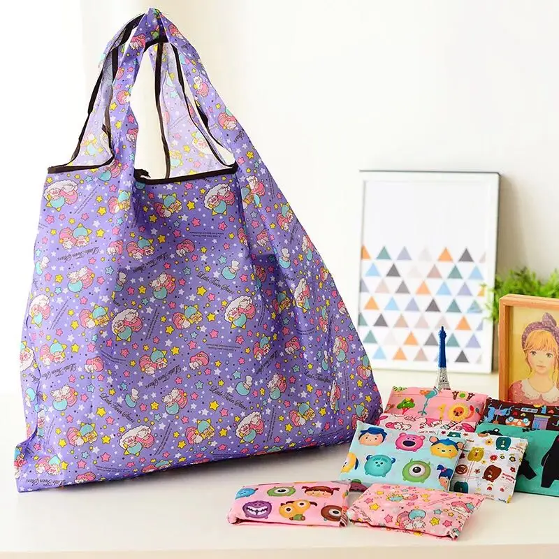 promotional wholesale customized printed recycled polyester foldable folding shopping tote bags