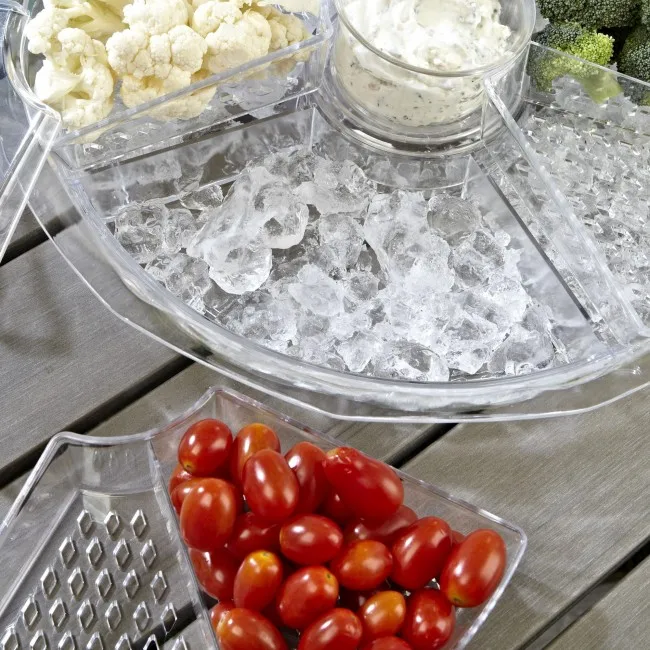 Food Serving Plate 8 Sections Vegetable Plastic Tray With Dividers