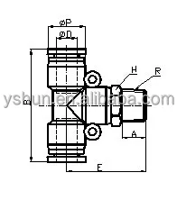 YSHUN PB Штекерный Тройник, пластиковый медный фитинг, фитинг для полиуретановой трубы